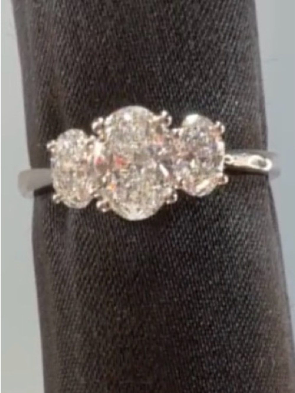 Three-Stone White 10k Gold Diamond Cluster Ring 2.25ctw - White